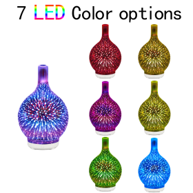 5V Glass Colorful Vase Humidifier 3D Firework Glass Usb Air Humidifier With 7 Color Led Night Light B