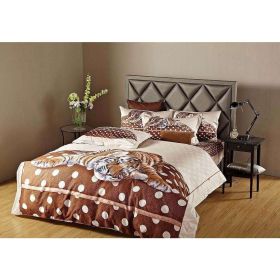 Twin Size Duvet Cover Sheets Set, Sleepy Tiger