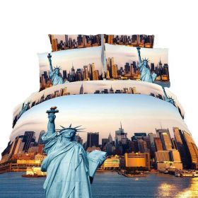 Queen Size Duvet Cover Sheets Set, Statue of Liberty