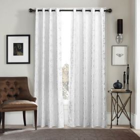 White Curtains Damask Jacquard, Grommet, Semi-Blackout, Tall 60x100 inches