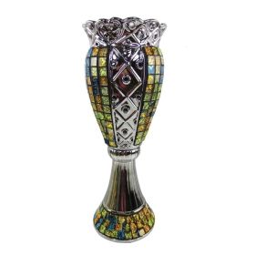 Tall Decorative Ceramic & Glass Vase, 6.5" x 6.5" x 17 3/4"(H)