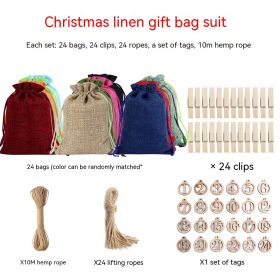 Linen Drawstring Christmas Gift Bag (Option: Christmas Round Digital Tag)