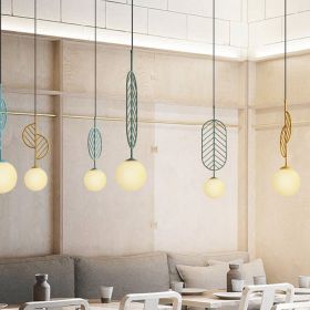 Simple Bar Restaurant Study Cafe Macaron Leaf Chandelier (Option: Long leaf shape yellow-Belt bulb)