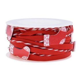 Decorations Red Five-pointed Star Ribbon Bow Christmas Pendant (Option: 12style-5M × 3cm)