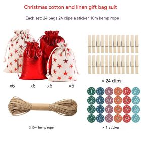 Gilding Linen Christmas Cloth Bag Kit (Option: 6Color Digital Sticker)