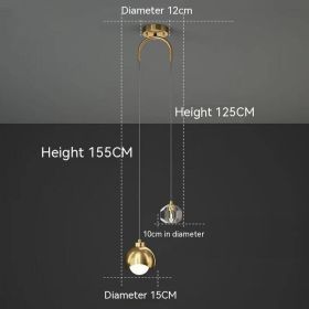 Golden Light Luxury Crystal Hanging Line Lamp Creative Bedroom (Option: Three Color Light-Golden Double Head)