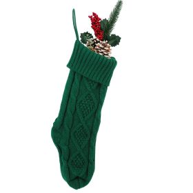 Embroidered Knitted Christmas Stockings Gift Bag (Option: Green-46cm)