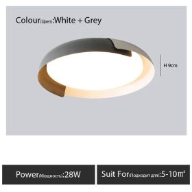 Original Wood Grain Master Bedroom Study Ceiling Light (Option: White grey-46cm-White light)