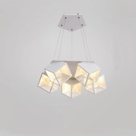 Home Bedroom Model Room Lamp Nordic Star Dining Room Chandelier (Option: White-5heads-Tricolor light)