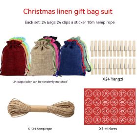 Linen Drawstring Christmas Gift Bag (Option: Red Digital Stickers)