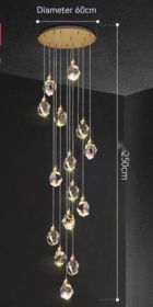 Duplex Stair Long Crane Crystal Lamp (Option: Three Colors Light-20 Heads)