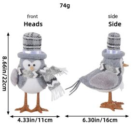 Jingchen Christmas Luminous Bird Christmas Gift Table Decorative Ornaments (Option: N3 11 Gray Top Hat)