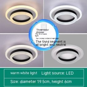 Simple LED Corridor Aisle Hallway Living Room Entrance Balcony Ceiling Light (Option: Black Round-Warm Light)