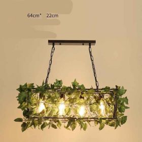 Walnut Chandelier Iron Bar Plant Bird Restaurant (Option: Retro rust color-220V-4head of green plant)