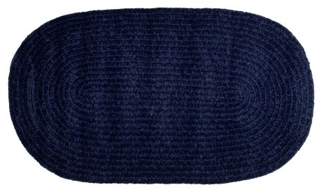 Chenille Solid Collection (Color: NavyNavy, size: 22" x 40" Oval)