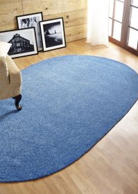 Chenille Solid Collection (Color: Smoke BlueSmoke Blue, size: 96" x 120" Oval)