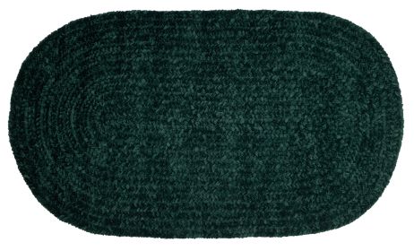 Chenille Solid Collection (Color: Emerald GreenEmerald Green, size: 22" x 40" Oval)