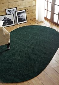 Chenille Solid Collection (Color: Emerald GreenEmerald Green, size: 96" x 120" Oval)