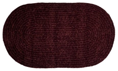 Chenille Solid Collection (Color: BurgundyBurgundy, size: 22" x 40" Oval)