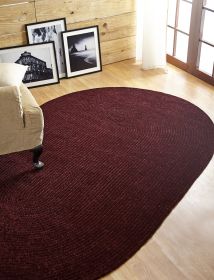 Chenille Solid Collection (Color: BurgundyBurgundy, size: 96" x 120" Oval)