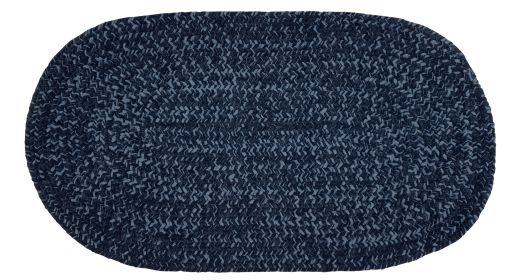 Chenille Tweed Collection (Color: Navy & Smoke BlueNavy & Smoke Blue, size: 22" x 40" Oval)