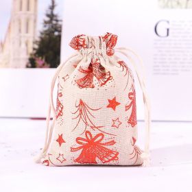 Cotton And Linen Bronzing Gift Bag Christmas Drawstring Bag (Option: Red Big Bell 10x14CM)