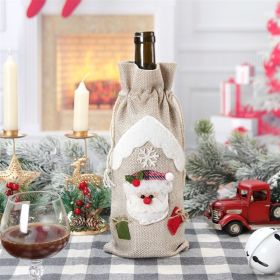 Christmas Decoration Supplies Linen Bottle Cover (Option: Santa Claus)