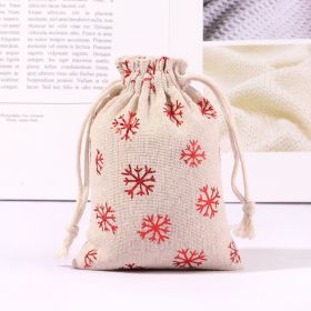 Cotton And Linen Bronzing Gift Bag Christmas Drawstring Bag (Option: Red Snowflake 10x14CM)