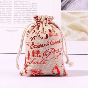 Cotton And Linen Bronzing Gift Bag Christmas Drawstring Bag (Option: Red Peace Bird 10x14CM)