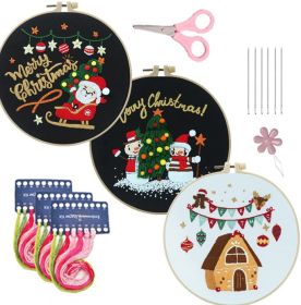 Christmas Cartoon Pendant Round Living Room Decoration (Option: 3 Sets-No Stretch)