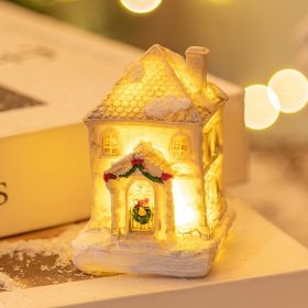 Christmas Decorations Resin Small House LED Luminous (Option: A Model White)