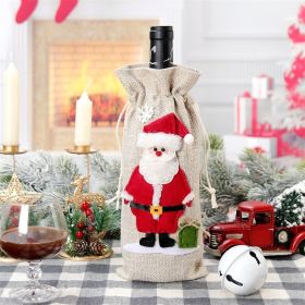 Christmas Holiday Decorations Linen Red Wine Bottle Bag (Option: Santa Claus)