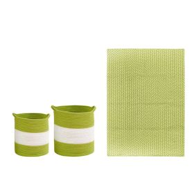 Zig Zag Collection (Color: Green/WhiteGreen/White, size: 3 Piece Set)