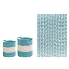 Zig Zag Collection (Color: Teal/WhiteTeal/White, size: 3 Piece Set)