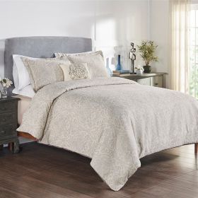 Haven Damask Collection (Color: Gray Gray, size: King Comforter Set)