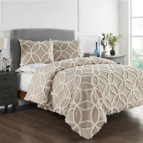 Tufted Wedding Ring Comforter (Color: Taupe/IvoryTaupe/Ivory, size: King Comforter Set)