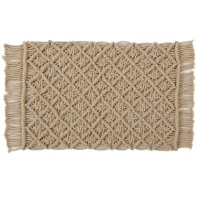 Macrame Solid Collection (Color: BeigeBeige, size: 12" x 18" Set of 4)