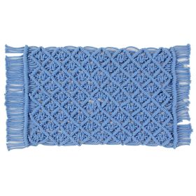 Macrame Solid Collection (Color: BlueBlue, size: 12" x 18" Set of 4)