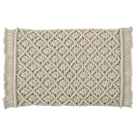 Macrame Solid Collection (Color: IvoryIvory, size: 12" x 18" Set of 4)