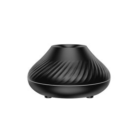 Newest RGB Flame Aroma Diffuser 130Ml 3d Colorful Flame Humidifier Fire Volcano Diffuser Flame (Color: BLACK)