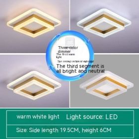 Simple LED Corridor Aisle Hallway Living Room Entrance Balcony Ceiling Light (Option: Golden Square-Tricolor Light)