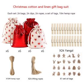 Gilding Linen Christmas Cloth Bag Kit (Option: Christmas Digital Tag Type B)