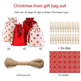 Gilding Linen Christmas Cloth Bag Kit (Option: Red Digital Sticker)