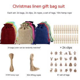 Linen Drawstring Christmas Gift Bag (Option: Christmas Digital Tag B Style)