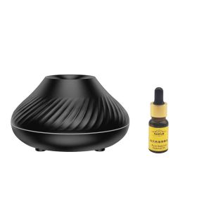 Drop Shipping RGB 130ML Flame Humidifier Diffuser Aroma Essential Oil Fire Flame Aroma Diffuser (Color: BLACK)