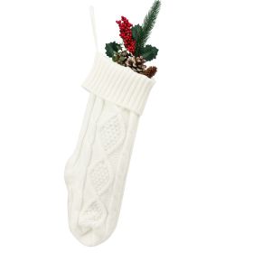 Embroidered Knitted Christmas Stockings Gift Bag (Option: White-46cm)