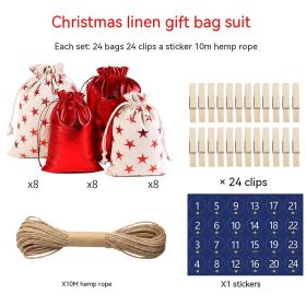 Gilding Linen Christmas Cloth Bag Kit (Option: Star Digital Sticker)