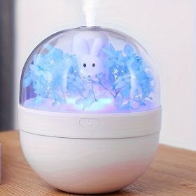 Creative Sweetheart Rabbit DIY Humidifier USB Mini Home Air Purifier Air Mini Cool Mist Preserved Flower Humidifier Preserved Flowers (Color: Blue)