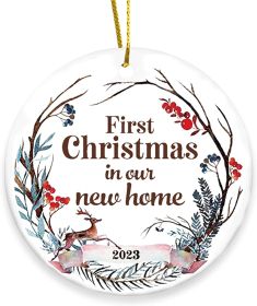 2023 Christmas Round Wooden Plaque Hanging Decoration Cross-border Christmas Hanging Decoration Souvenir (Option: Singlesided4)