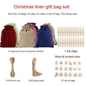 Linen Drawstring Christmas Gift Bag (Option: Christmas Digital Tag Type A)